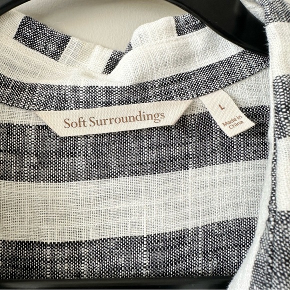 𝅺soft Surroundings Camina Gray Stripe Print Linen Blend Button Down Size:Large - Picture 11 of 11